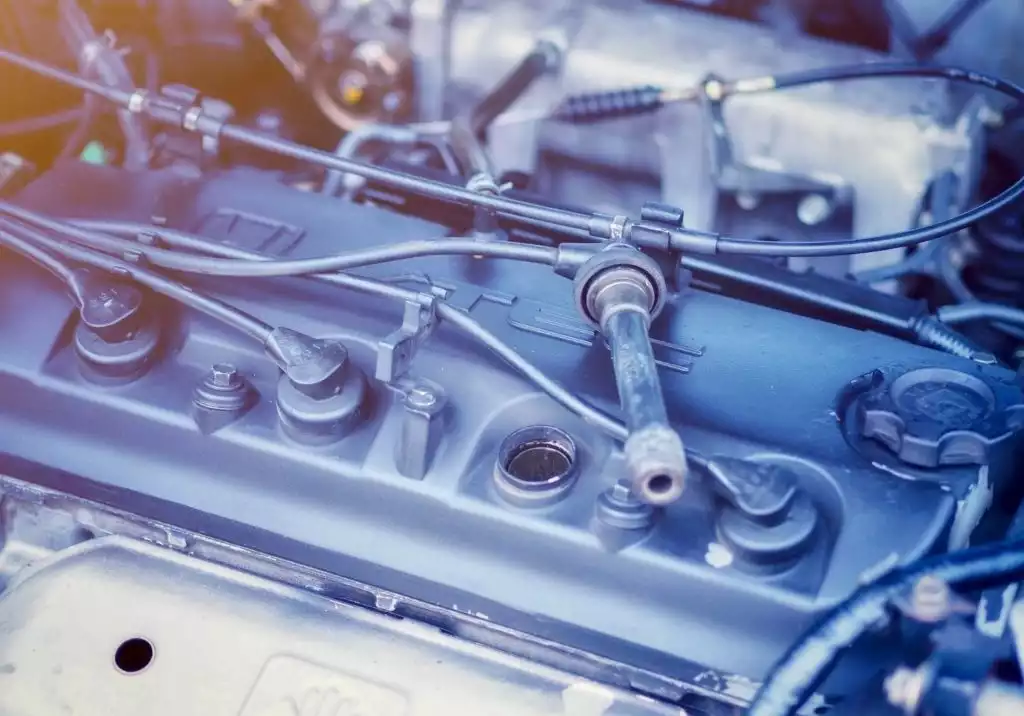 spark plug wires on an engine