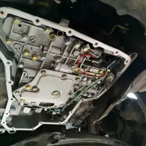 automatic transmission with oil pan removed