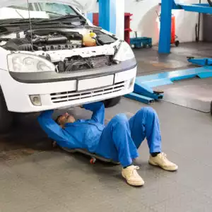 mechanic searches for oxygen sensor upstream
