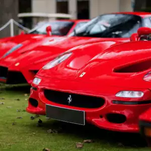 row of red ferrari cars
