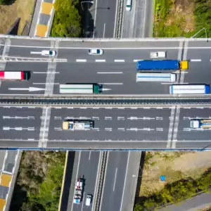 cars on a multilane highway