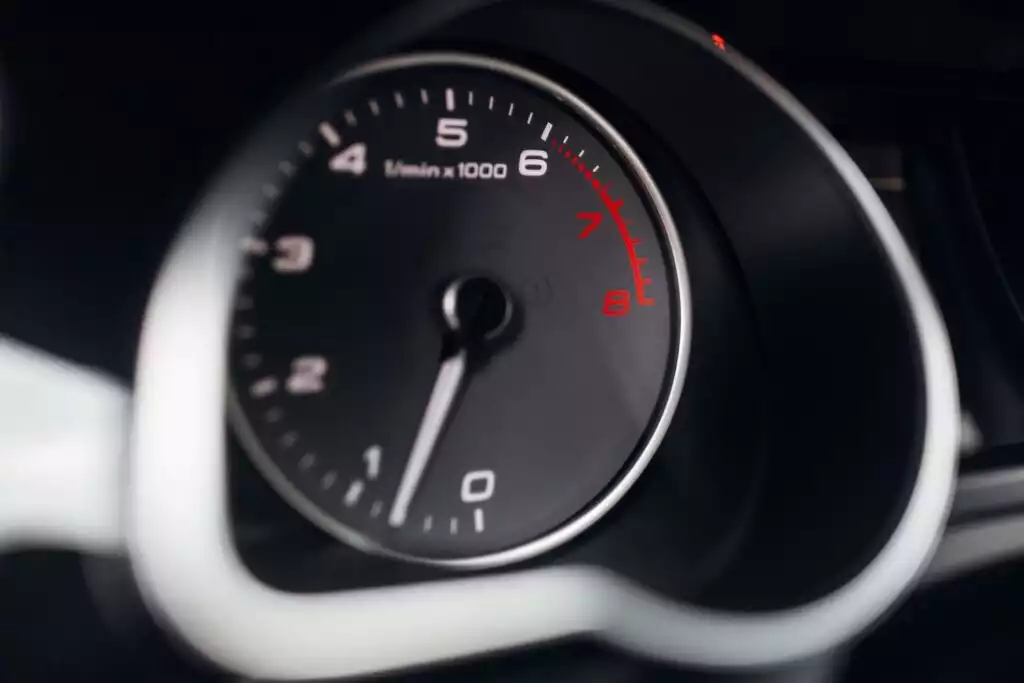 tachometer showing an idle speed