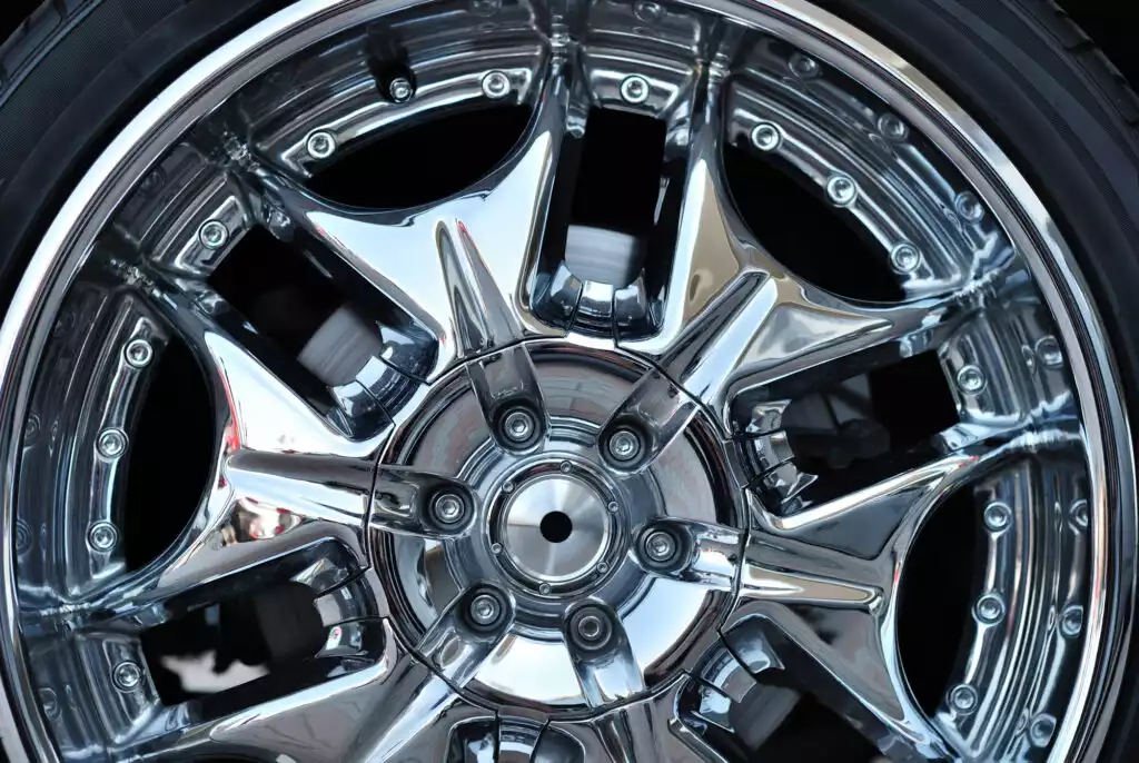 car wheel with chrome rim