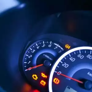 dashboard showing car warning lights