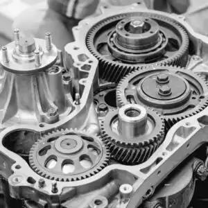 image of a front engine and a water pump