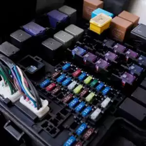 fuse box filled with relays