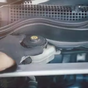 power steering fluid reservoir of a car