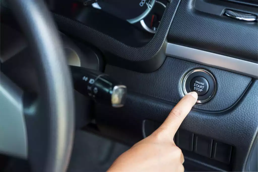 Closeup,Hand,Pushing,On,Car,Start,Engine