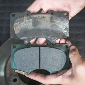old and new brake pads