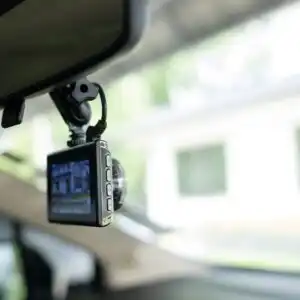 close up shot of a car dash cam