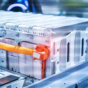 close up shot of a hybrid car lithium battery