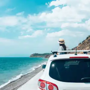 woman beach driving