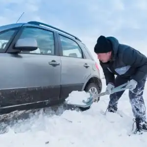 car got stuck in snow