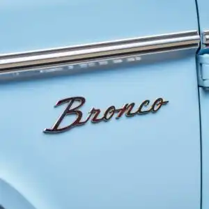 close up shot of a ford bronco logo