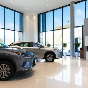 inside a car dealership