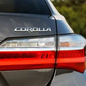 close up shot of a toyota corolla logo