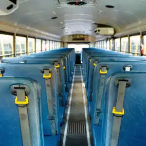 school bus with seabelts