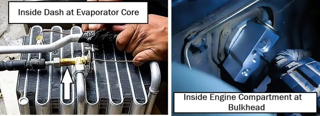 thermal expansion valve on older vehicles is located inside the evaporator case