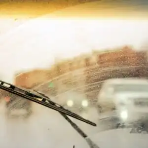 dirty windshield and wiper blade