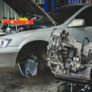 car transmission being rebuilt