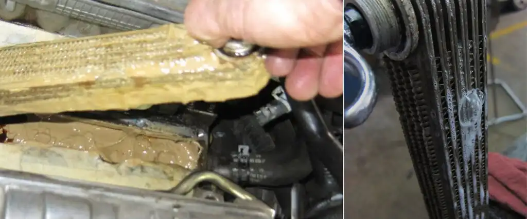 the saturn oil cooler leak was verified using air pressure and soap