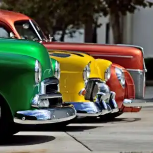 row of classic cars