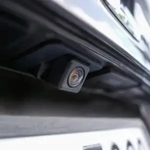 close up shot of a car's rear view camera