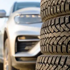 car and studded snow tires
