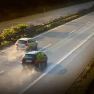 two vehicles in a highway
