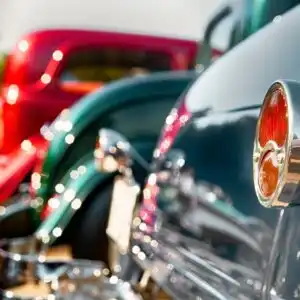 close up shot of classic car rears