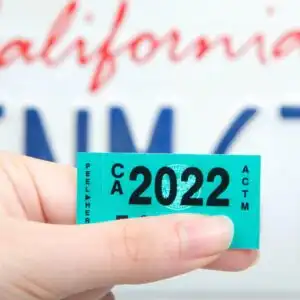 california plate number and registration sticker
