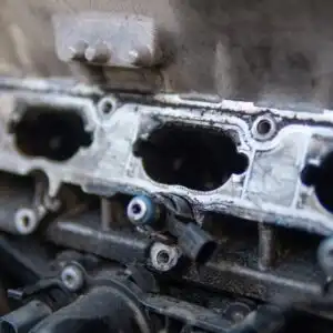 close up shot of a dirty intake manifold