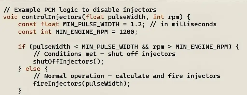 pcm control code to kill injectors coasting in gear