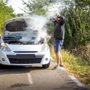 smoke coming from car engine