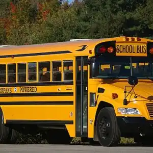 propane-powered blue bird vision school bus