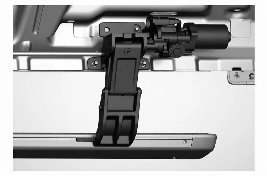 power running board motor and hinge
