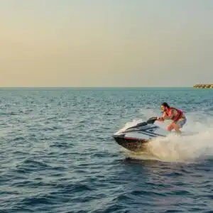 riding a jetski