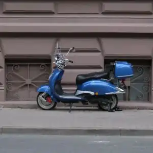 parked scooter on the sidewalk
